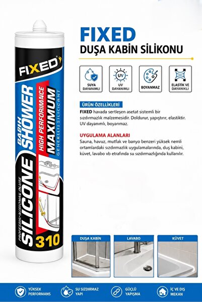 FIXED F-310D Şeffaf Duşa Kabin Küvet Lavabo Mutfak Banyo Sızdırmazlık Silikon...