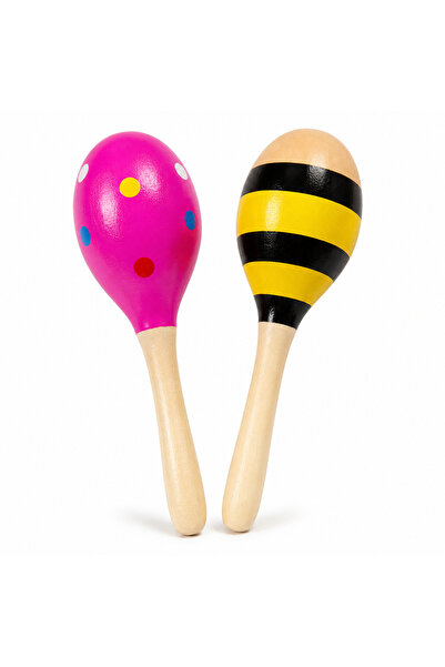 Prlk toys Wooden Maracas Double Colorful Rattle – Music and Rhythm Toy
