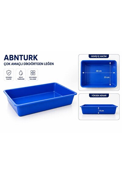 abnturk 48x33x8cm Mavi Plastik Peynir Leğeni Büyük Boy Peynir Küveti Çok Amaç...