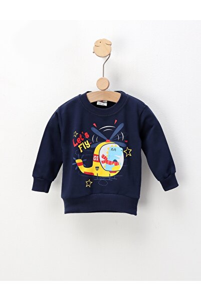 MiniKids Bluza plusata Let s Fly, bleumarin