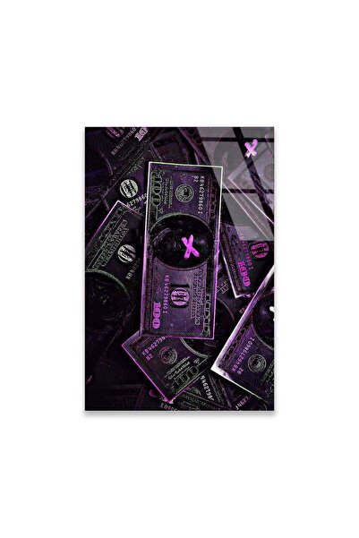 SteelArtDec Neon Mor Dolar Destesi Cam Tablo - DEG0536