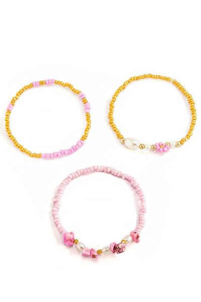 VeeShop Set bratari elastice si vesele cu pietre, flori din margele si perle