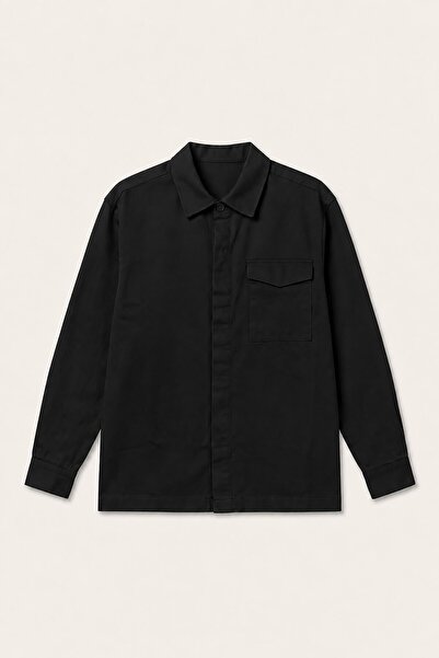 DeFacto Single Pocket Hidden Placket Boxy Fit Shirt Jacket F7124Ax26Au