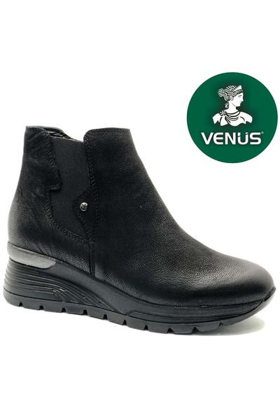 Venüs Ravven Genuine Leather Air-Flow Sole Orthopedic Women's Boots Black