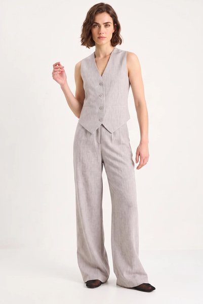 Generic Brand Women's High Waist Lined Gray Top and Bottom Set
