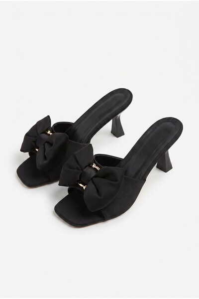 Efnaz style Women's Bow Detailed Slippers Black
