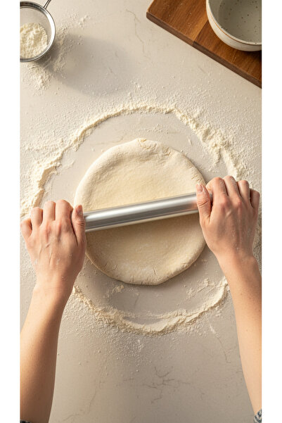SEMACAN 40 cm Alüminyum Oklava Hamur Açma Oklavası Metal Oklava Börek Baklava...