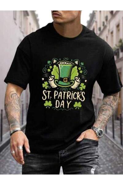 k222 St. Patrick's Day Round Neck Short Sleeved Men's T-Shirt, Fashionable T-...