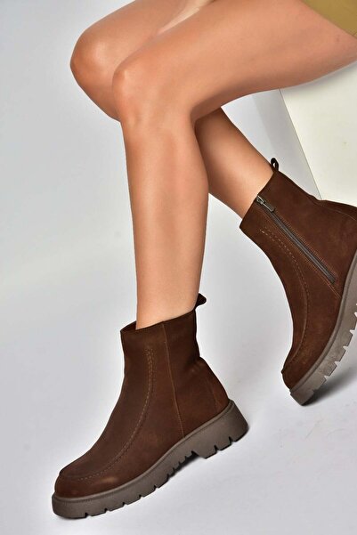 Fox Shoes Z555657302 Kahverengi Hakiki Deri Süet Kadın Bot