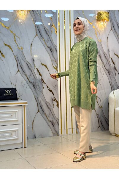 NY Mehlika Exclusive NY MEHLİKA BAKLAVA DESEN SOĞUK İP TUNİK 3288