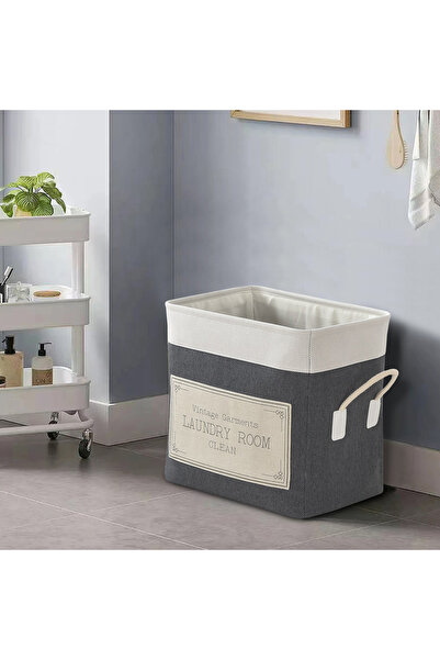 Cannon Laundry Basket Square 40x30cm 2 Tone Rope Plain Dark Grey