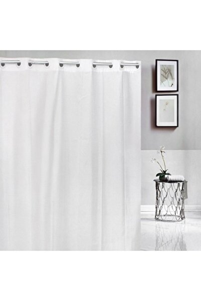 Zâna Casei White Textile Shower Curtain with Embossed Pattern 200x180cm