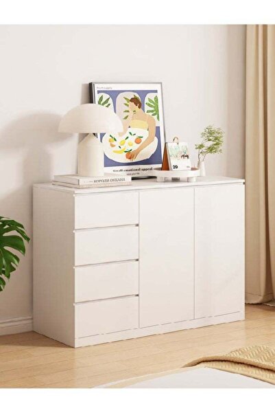 Generic Chest of Drawers, Wooden Dresser for Bedroom, 4-Drawer and 2-Door Sto...