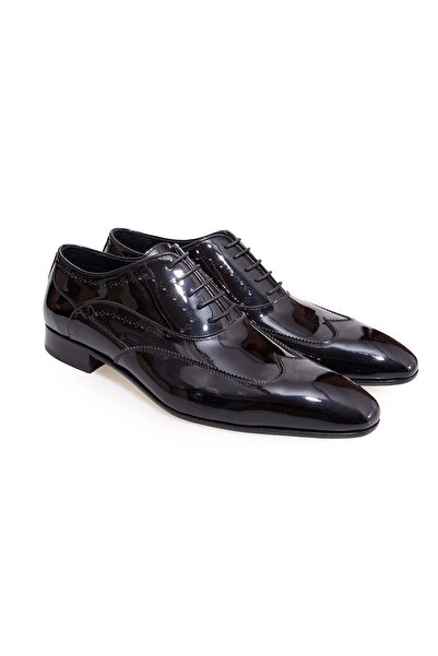 FRANCO CALVANI Black Color Lace-Up Genuine Leather Leather Sole Men's Shoes