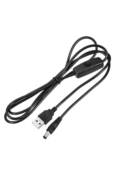 Alfais 6073 Usb To Dc 5.5x2.1mm Güç Kablosu 1.5 Metre Açma Kapama Anahtarlı S...