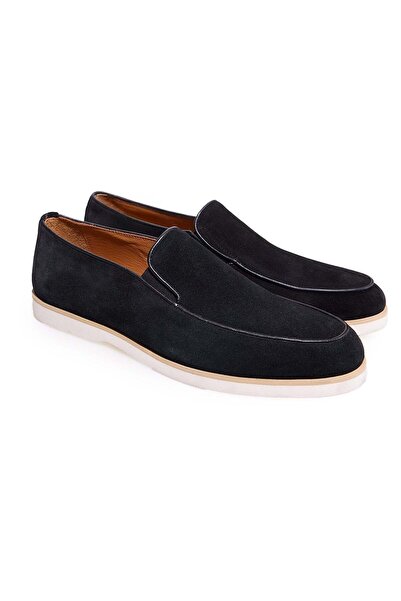 FRANCO CALVANI Black Color Laceless Genuine Leather Men's Shoes