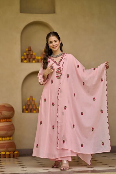 PRIYA'S PANACHE Women Anarkali Premium Mul Cotton Kurta Set 3 Piece - Indian ...