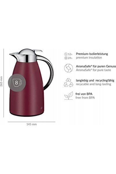 NO BRAND Termos ALFI pentru cafea și ceai SIGNO roșu rubin mat 1,00l roșu