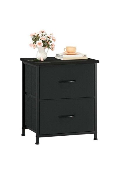 Generic Visionnaire Modern Nightstand with 2 Drawers, Metal Frame Bedside Tab...