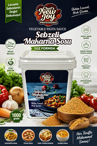 chef's new joy professional Sebzeli Makarna Sosu 1000 gr Vegetable Pasta Sauce - Helal Belgeli, Yerli Üretim