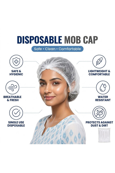 Generic Disposable Mob Caps (100 Pack) – White Non-Woven Bouffant Hair Nets, ...