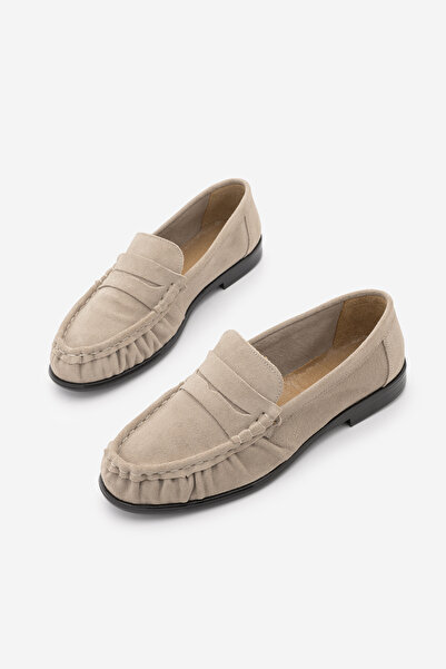 Marjin Women's Genuine Leather Oval Toe Moccasin Stitched Drawstring Loafer C...