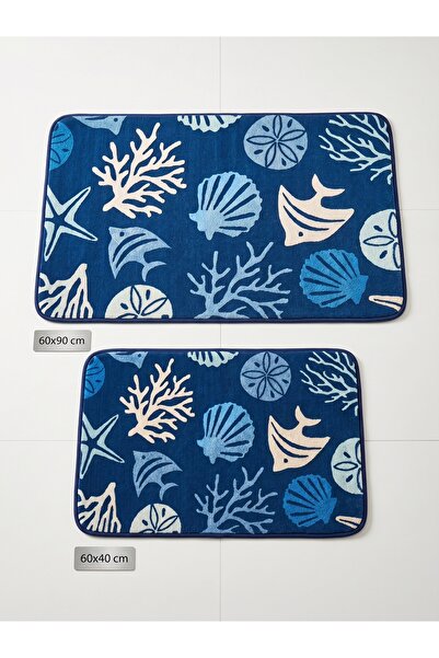 nnevora Set de 2 covorașe de baie 60x90 și 60x40 cm, covor moale de baie cu b...
