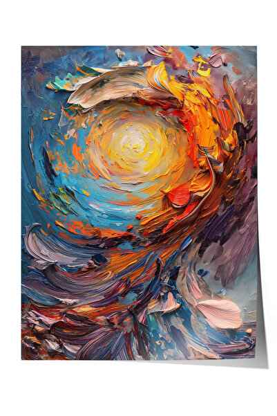 Zestia Poster premium cu pictură în ulei abstractă, compoziție colorată în sp...