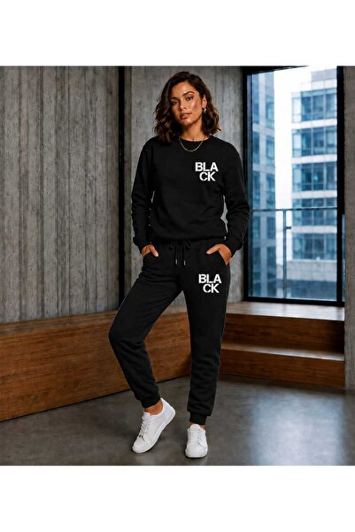 CLOTHES33 Zero Collar Sweat Suit 2-Piece Combination Winter Shardoon Black Pr...