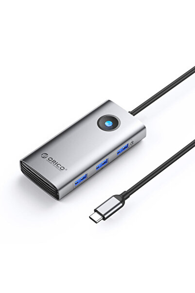 Orico Hub USB-C 6-în-1 PW11, HDMI 4K, PD 100W, 3x USB-A, Gri