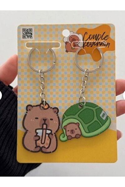 deryora Capybara Yeşil Sulufat 2li Anahtarlık Çok Amaçlı Hediye