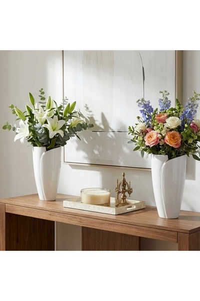 NO BRAND Vază ceramică pentru flori, decorațiune, elegantă, 29,5 cm, albă.