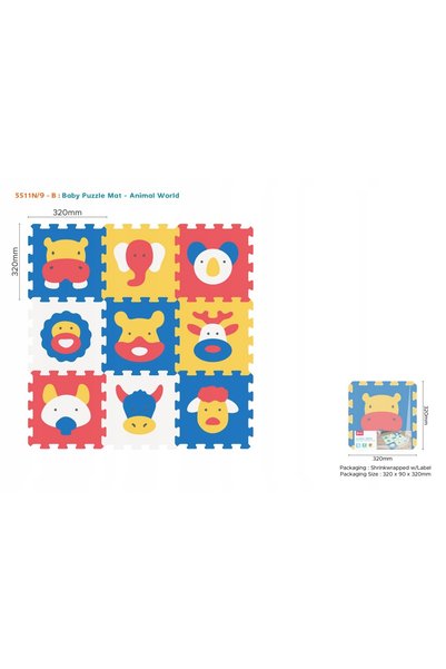 Ramiz covoraș educativ din spumă pentru copii „ANIMĂLUȚE” – puzzle cu 9 piese