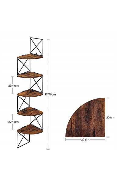 NO BRAND Raft din lemn Songmics 20 x 20 cm, nuanțe de bronz