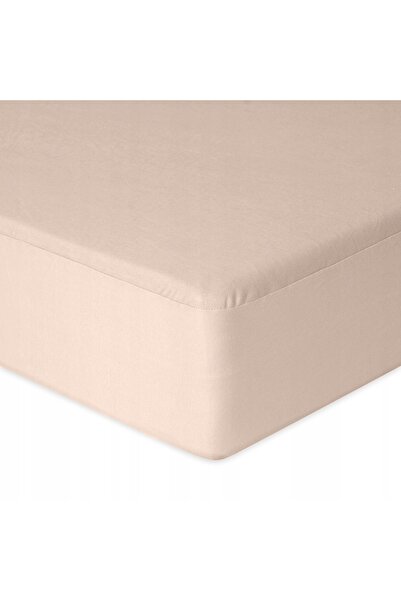 NO BRAND Cearșaf de pat din jerseu de bumbac cu elastic 90 x 200 cm bej
