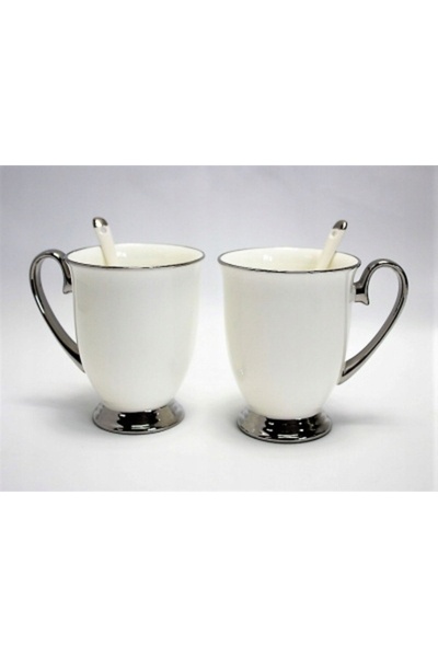 NO BRAND Set de cești de porțelan elegante pentru cafea, 300ml, cu lingurițe,...