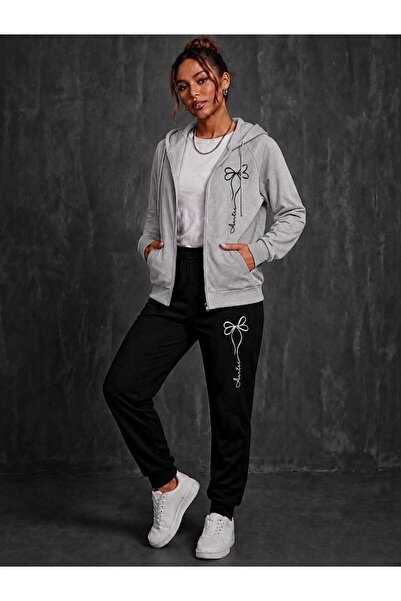 CLOTHES33 Hirka Tracksuit 2-Piece Combination Winter Embroidered Long Ribbed ...