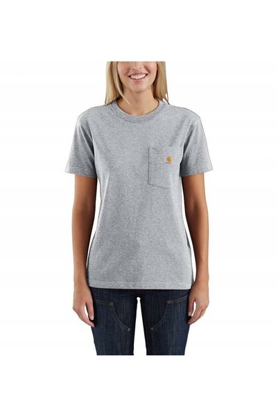 Carhartt Tricou de damă din bumbac cu buzunar, mânecă scurtă, tip echipament ...