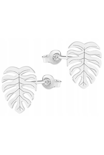 NO BRAND Cercei cu frunză de Monstera pentru femei, tip știft, din argint 925.