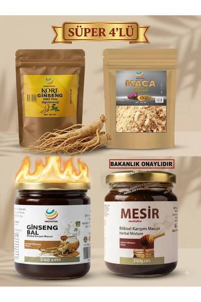 Herşeyi Kolay Kırmızı Ginseng Öğütülmüş 100gr Maca Toz 100gr Ginseng Macun 24...