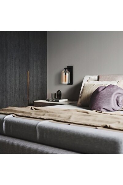 NO BRAND Aplică de perete Light Prestige Elaris negru/sticlă chihlimbar 1xE27