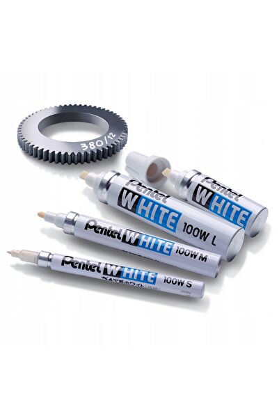 Pentel Marker cu ulei alb, vârf rotund 3,9mm, pentru lemn, cauciuc, sticlă, h...