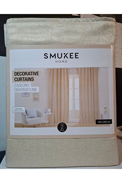 NO BRAND Perdele DECORATIVE Smukee HOME cu bandă adezivă, Crem / Bej, Set 2 b...