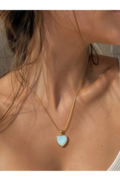 h&b design jewel Steel Green Hologram Heart Detail Necklace