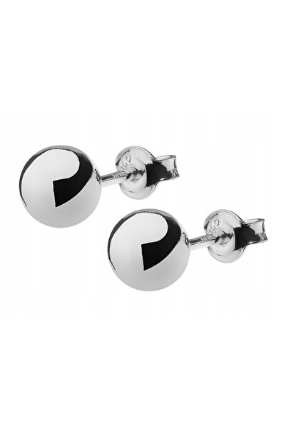 NO BRAND Cercei tip știft cu bilă argintie de 6mm, strălucitori, pentru femei...