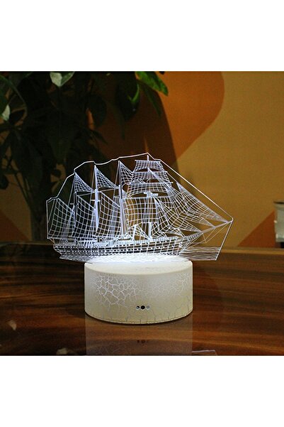 NO BRAND LAMPĂ LED 3D USB BARCĂ CU VELE CAPITANUL MORGAN 16 CULORI + TELECOMANDĂ