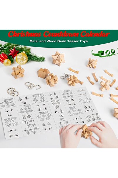 NO BRAND CALENDAR DE ADVENT PUZZLE 3D DIN LEMN CU 24 DE JOCURI DE CRĂCIUN