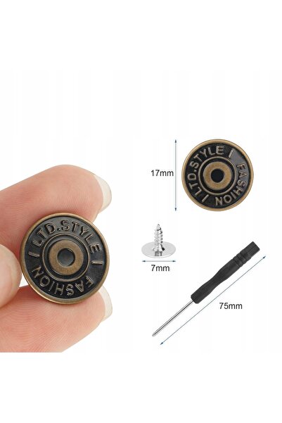 NO BRAND Set de 12 nasturi pentru blugi și jachete, 17mm, 3 tipuri diferite