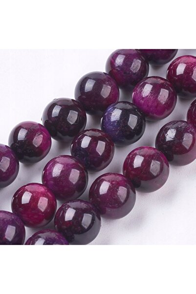 NO BRAND Mărgele din piatră naturală Ochi de Tigru violet, tip bilă, 6mm, șir...