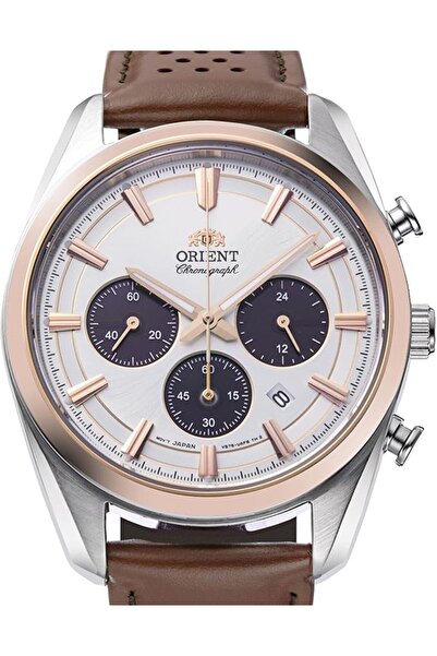 NO BRAND ORIENT B0DMFPTKRV Stretto Cronograf Solar Ceas Curea din Piele Maro